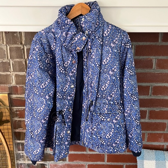 Like new! J Crew Cinched-waist puffer jacket in Liberty® Bourton
